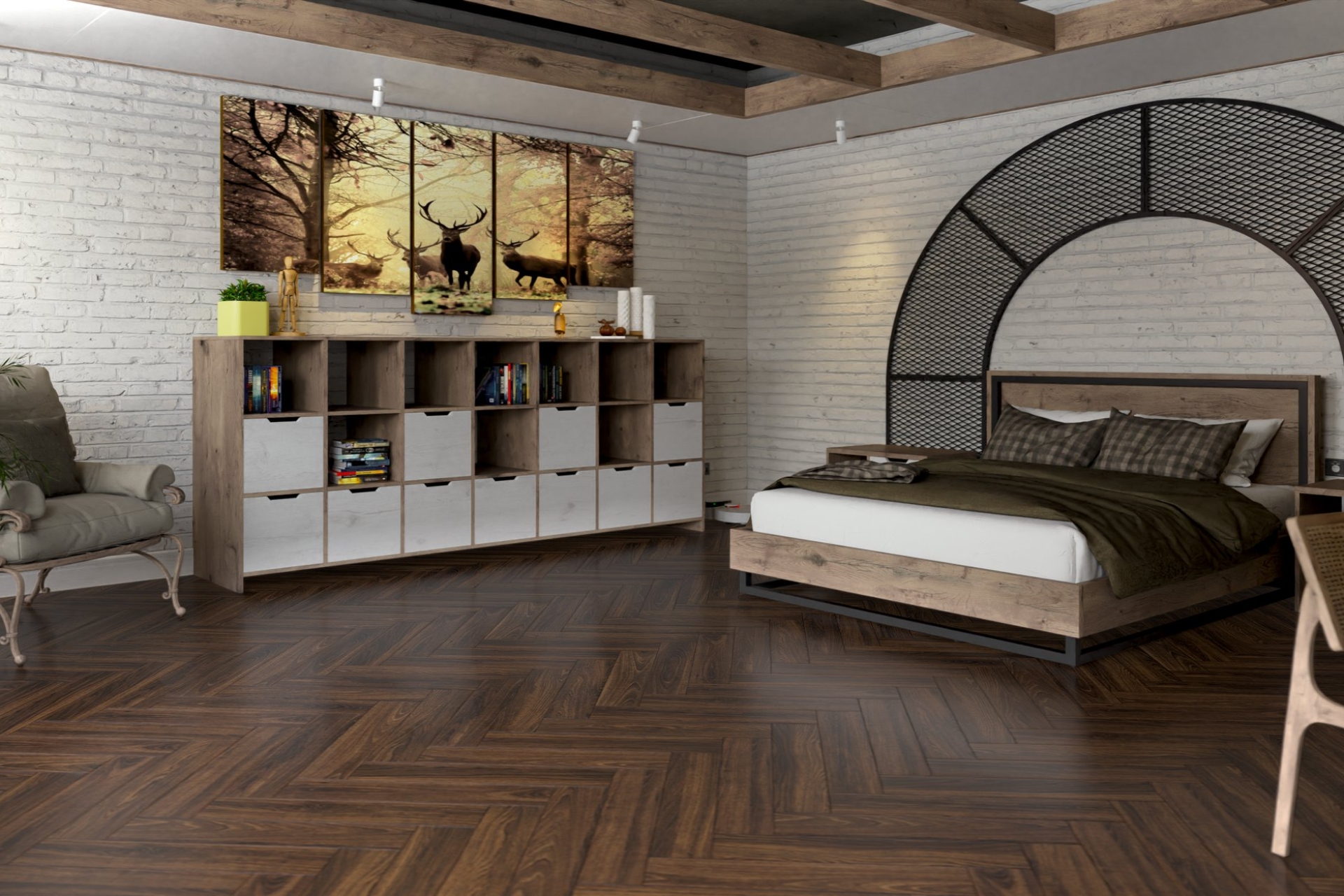 Инженерный паркет «Damy Floor» Каштановый (укладка елочкой) — купить в Березовском